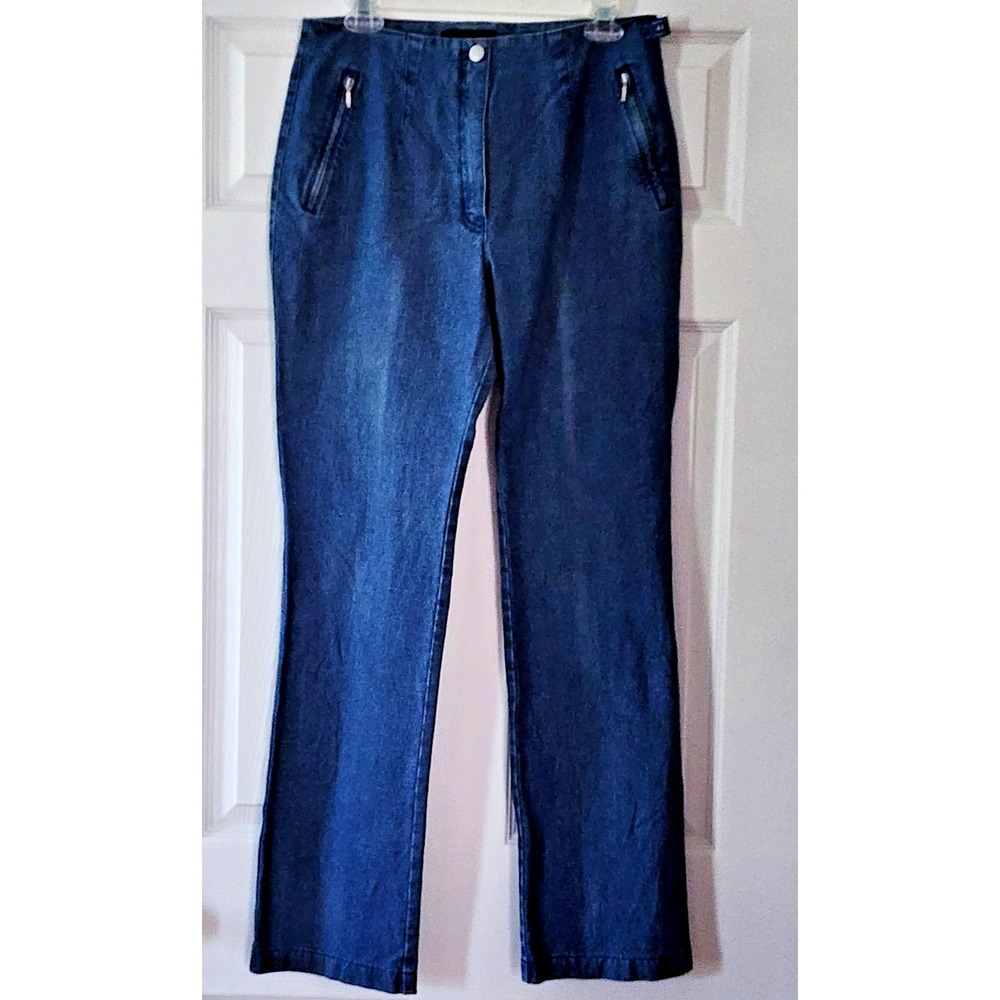 Women Zip Front Jeans with Zip Pockets by Vanilia Blue Denim SZ 44/US 12